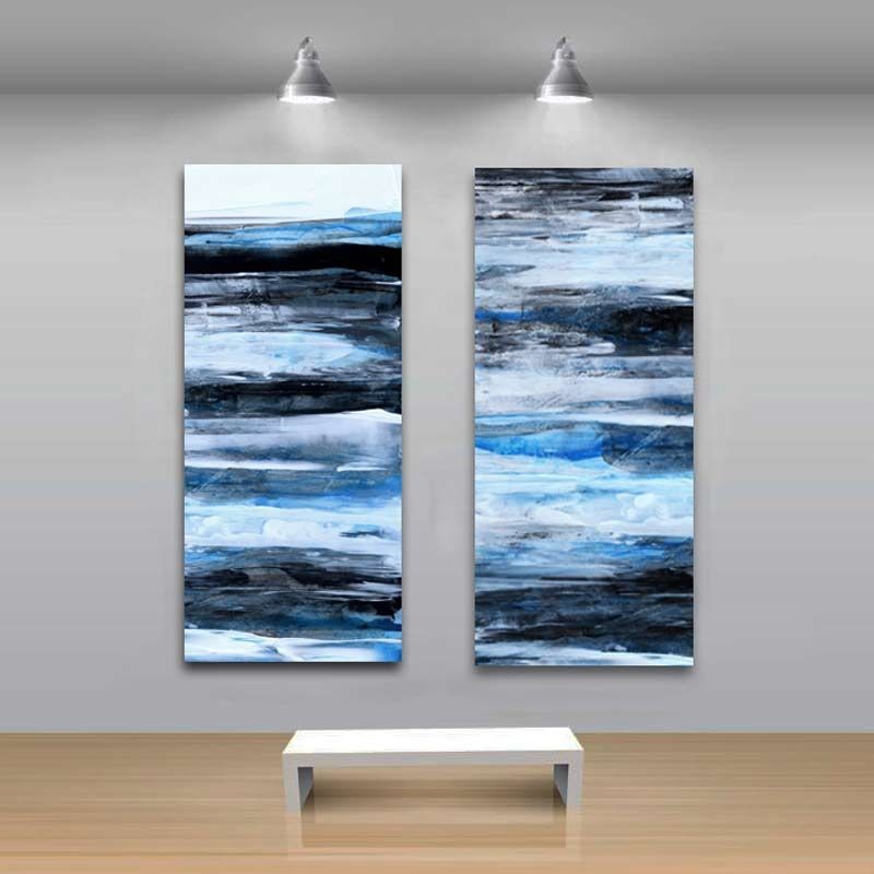 Arte moderno, Abstractos verticales azules, decoración pared, Cuadros Abstractos Pintura Abstracta venta online